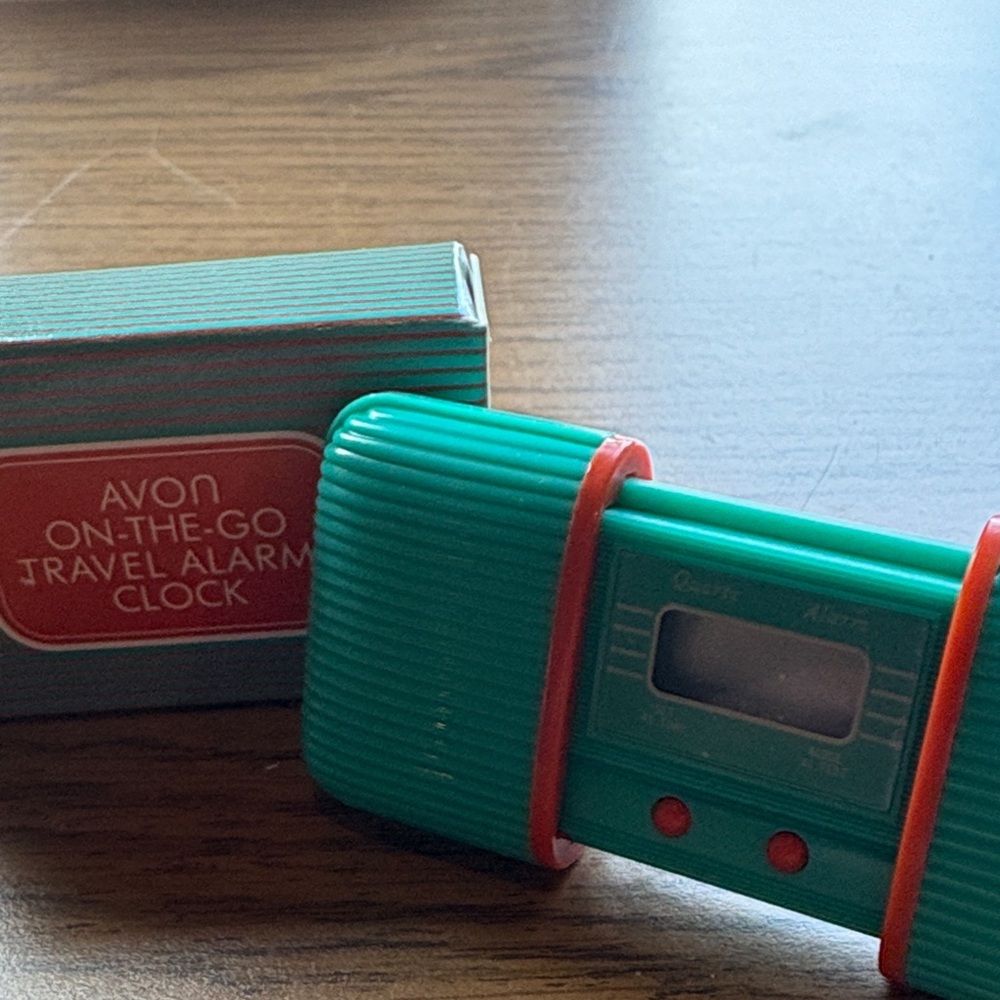 Avon Teal and  orange Portable Alarm Clock
